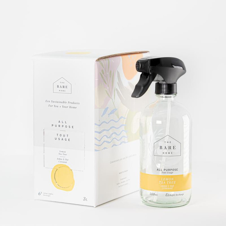 This all purpose spray cleans surfaces with ease, leaving the refreshing scent of Lemon Tea Tree.

Spray and wipe all surfaces in your home, no rinse required. This streak-free cleaner is safe on stainless steel, countertops, sealed Granite + Marble, floors, glass, mirrors + more!