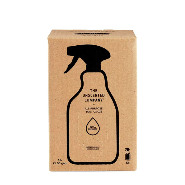 This all purpose cleaner is a must-have for your everyday cleaning in the kitchen, bathroom, or anywhere else in the house. The perfect side-kick to tackle your chores! Fragrance, dye and phosphate free.The design of this easy-to-store 10L Refill Box not only represents a significant reduction of plastic use, but removes 12.5 bottles from circulation.