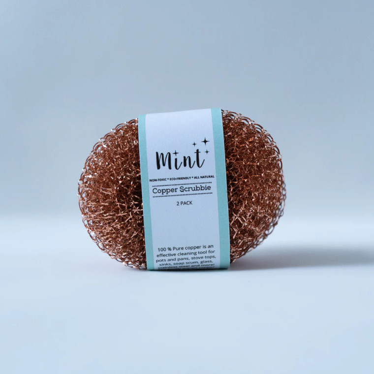 100 % pure copper is an effective cleaning tool for pots and pans, stove tops, sinks, soap scum, glass, stainless steel and more! The gently woven copper has rounded edges so does not scratch.

*Not safe for Teflon.