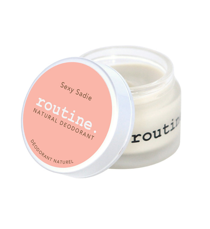 Routine contains only clean, wholesome ingredients. No nasty aluminum zirconium, aluminum chlorohydrate, parabens, triclosan, or propylene glycol because we love all the people and why would we put that in anyone’s products!?

Routine is applied with your clean fingers (or a tiny, clean spoon if you’d prefer). This alternative application method eliminates the possibility for the bacteria from your armpits to contaminate the product (as opposed to the conventional stick method) in turn, making it effective to the very bottom of the jar. Hooray! So, we say love up your armpits! It’s okay to touch them- they’re a part of you and you’re beautiful! Your armpits don’t want to be a source of shame anymore! They want to be included and sit at the cool table and be a part of your club! Tested on friends, never animals.