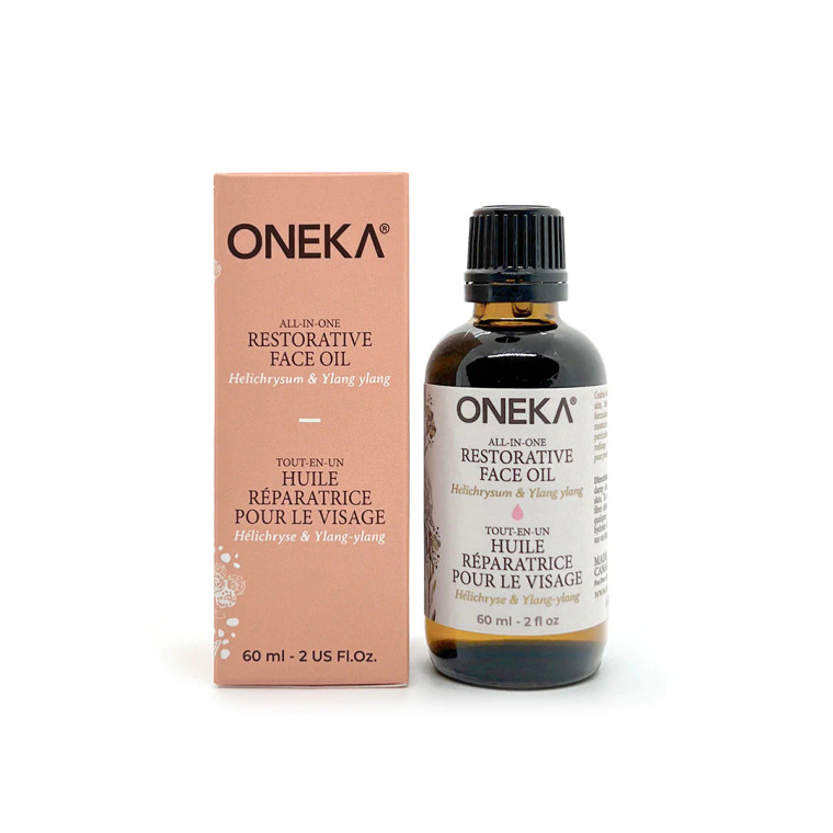 Our All-In-One Restorative Face Oil is specially formulated to give a nutrient-rich, botanical boost to the skin.