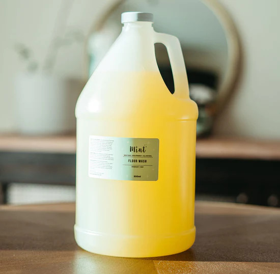 Mint Floor Wash is a concentrated formula that is tough on dirt and odours and leaves a lasting streak free shine. Made with 100% all natural plant based ingredients that is safe to use on all floor types. Scented with pure organic Essential Oils of Rosemary, Mint and Orange that will leave your entire room smelling fresh and clean.