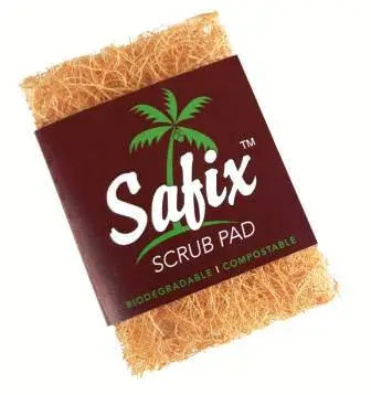 Safix Scrub Pad from EcoLiving is a natural scouring pad made from 100% coconut fibre. 100% compostable, plastic-free and biodegradable. Does not release microplastics into our environment.

Removes stubborn foods and other substances safely without scratching cooking surfaces. Made from the coconut hair and bonded with non-toxic adhesive. Lasts for months and compostable after use.