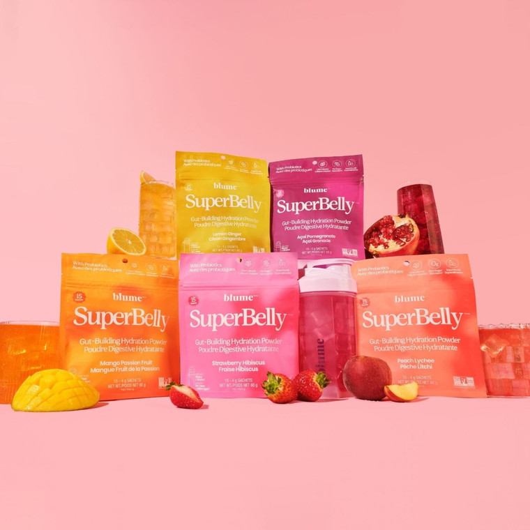 Gut health and hydration are interconnected and foundational to feeling your best. SuperBelly combines our love of superfoods with prebiotics (from inulin), trace minerals, fermented apple cider vinegar, and clinically studied probiotics that contribute to a healthy gut flora.