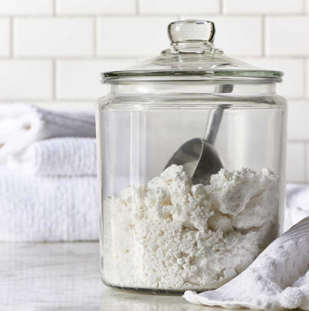 This simple but effective laundry soda takes the place of powdered laundry detergent. Mixed by hand, from simple, natural ingredients, this concentrated powder is safe for sensitive skin and lasts a long time at just 1 tbsp per load! Appropriate for standard and HE machines. Colour safe.