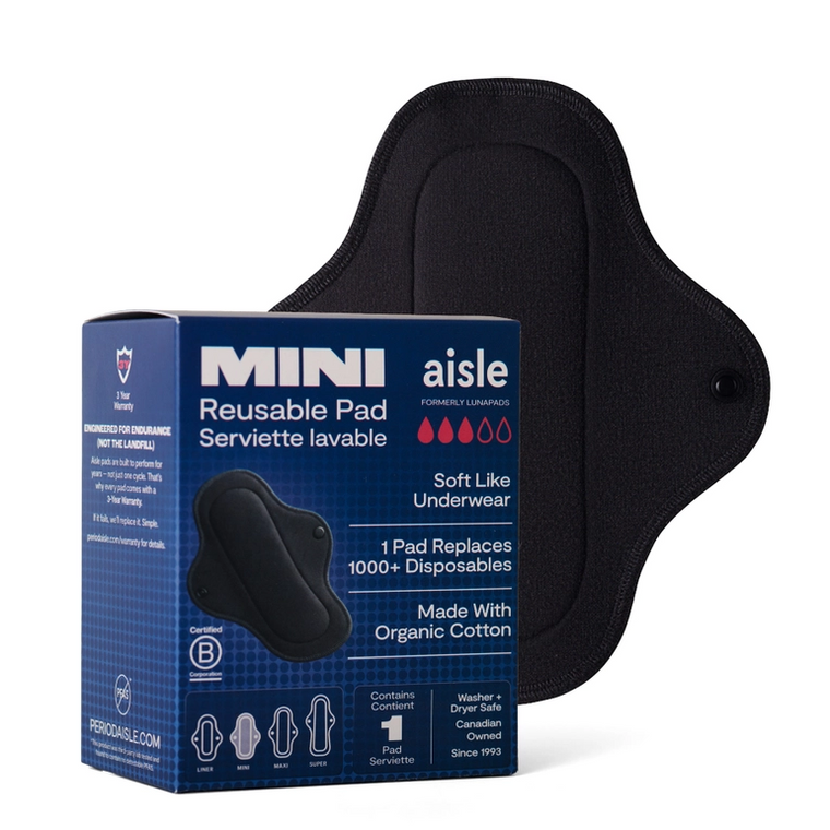Aisle washable menstrual pads are made in Canada and lab tested to be 8x more absorbent than the average disposable pad.
