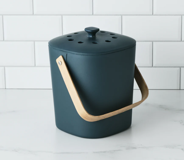 Let's send less to the landfill! Convert your own organic waste into compost to enrich the soil in your backyard. Made of biodegradable, dishwasher safe, and durable bamboo fiber. Individually packaged in beautiful craft paper boxes.

Dimensions: 8” x 6.25” x 9”