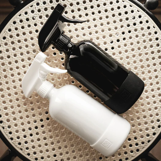 Our new refillable multi-use glass spray bottle has a clean modern design you can feel good about leaving on your counter!