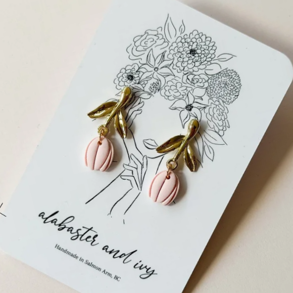 Alabaster and Ivy Earrings (Tulip Dangles)