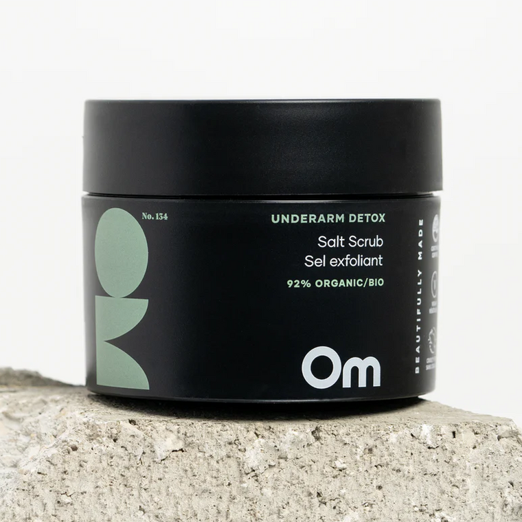 We wanted to create a product that would deeply cleanse and detoxify the underarm to support the use of natural deodorant, and help it work like it should. This scrub uses salt and clay to pull out toxins, plus it has the powerful deodorizing and antimicrobial heft of lavender and clary sage.